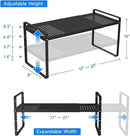 Expandable Kitchen Shelf Organizers, Kitchen Cabinet Organizer Stand Rack Organization for Countertop Cupborad Pantry, Black 1 Pack by CozyNest Decor