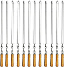 12 Pack Kabob Skewers BBQ Barbecue Skewers Stainless Steel Sticks 22 Inch Heavy Duty Large Wide Reusable with Nonslip Wooden Handle Ideal for Shish Kebab Chicken Shrimp and Vegetables by GreenHaven Gardens