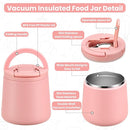 20oz Insulated Vacuum Food Jar with Buckle Lid,Soup Thermo for Hot Food Kids,Wide Mouth Leakproof Stainless Steel Lunch Container with Spoon-Pink by TinyTreasures Baby Boutique