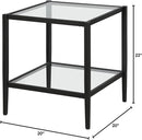 Henn&Hart 20" Wide Square Side Table with Glass Shelf in Blackened Bronze, Table for Living Room, Bedroom by CozyNest Decor