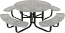 Heavy-Duty Portable Outdoor Kids Table with Umbrella Hole, Punched Steel Kids Picnic Table, Commercial-Grade, Made in America (46 in, Round, Childrens, Textured Grey) by GreenHaven Gardens