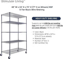 48"x24"x72" Prime Heavy Duty Black 5-Tier Steel Wire Shelving NSF 4000 LBS MAX Capacity Storage Rack for Commercial, School, Home, Garage, Warehouse, Industrial, and Hospital Uses (with Wheels) by CozyNest Decor