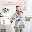 BabbleRoo Grow Carrier – Safety-Certified 6-in-1 Baby Carrier with Hip Seat, Ergonomic & Adjustable Toddler Carrier 7-50 lbs with Hip Support, Hood for Sun Protection, Newborn to Toddler, Seafoam by TinyTreasures Baby Boutique
