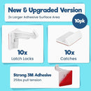 Upgraded Invisible Baby Proofing Cabinet Latch Locks (10 Pack) - No Drilling or Tools Required for Installation, Works with Most Cabinets and Drawers, Works with Countertop Overhangs, Highly Secure by TinyTreasures Baby Boutique