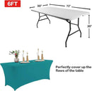 IVAPUPU 2 Pack 6FT Table Cloth for Rectangular Fitted Events Stretch Lake Blue Table Covers Washable Cover Spandex Tablecloth Protector for Party, Wedding, Cocktail, Banquet, Festival by CozyNest Decor