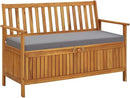 vidaXL Patio Storage Bench 47.2", Solid Acacia Wood, Dark Gray Cushion, Ample Storage Compartment, Rustic Style, Home and Garden Furniture by CozyNest Decor