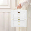 AKOZLIN Extra Large 6-Tier Jewelry Box Organizer with Mirror, 5 Drawers Leather Jewelry Storage Case for Women Girls Ring Necklace Earring Bracelet White by TinyTreasures Baby Boutique