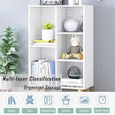 IOTXY Wooden Open Shelf Bookcase - 3-Tier Floor Standing Display Cabinet Rack with Legs, 5 Cubes Bookshelf, Warm White by CozyNest Decor