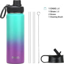 DRINCO Stainless Steel Water Bottle Spout Lid Vacuum Insulated Double Wall Water Bottle Wide Mouth (40oz 32oz 22oz 18oz 14oz) Leak Proof Keeps Cold or Hot (22 oz, 22oz Ombre Fuschia Teal) by CozyNest Decor
