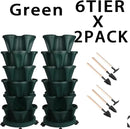 Vertical Planter 6 Tier Stackable Planters Garden Planters Strawberry Herb Flower and Vegetable Planter Indoor Outdoor Gardening Pots with Removable Wheels and Tools 2-Pack by GreenHaven Gardens