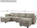 Belffin Modular Sectional Sofa with Reversible Chaises Velvet U Shaped Sectional Couch with Storage Seat Grey by CozyNest Decor