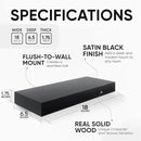 Homeforia Black Floating Shelf 18 inch, High End Solid Real Wood 18inch Bathroom Floating Shelves for Wall Mounted, Black Wooden 18in Floating Shelves, Heavy Duty Bracket, 18 X 6.5 X 1.75 in, Set of 2 by CozyNest Decor