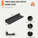 Heimlove Picture Ledge Shelf, Small Floating Shelves Set of 2, 16 Inches Picture Shelf for Wall with Ledge, Kids Bookshelf Wall Mounted for Living Room Bedroom Decor Books Photo Frames, Black by CozyNest Decor