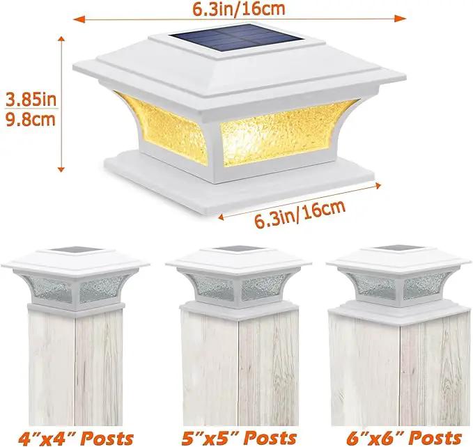 SIEDiNLAR Solar Post Cap Lights Outdoor Glass LED Fence Deck Light 2 Modes for 4x4 5x5 6x6 Vinyl Wooden Posts Patio Garden Decoration Warm White/Cool White Lighting White (6 Pack), photo 2 of 6