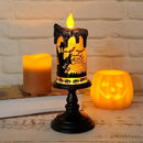 Eldnacele Halloween Snow Globe Candles Lighted Lamp, Battery Operated Spooky Spinning Water Glittering Tornado Candle Flameless Candles Table Centerpiece for Halloween Decoration Indoor(Castle) by CozyNest Decor