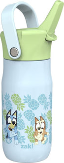 Zak Designs Harmony Bluey Kid Water Bottle for Travel or At Home, 14oz Recycled Stainless Steel is Leak-Proof When Closed and Vacuum Insulated (Bluey, Bingo, Muffin) by TinyTreasures Baby Boutique