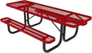 Coated Outdoor Furniture Heavy-Duty Portable ADA-Compliant Outdoor Picnic Table, Expanded Metal Patio Dining Furniture Made in America (8ft Rectangular, Both-Side Handicap, Textured Red) by GreenHaven Gardens