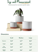 LE TAUCI Ceramic Pots for Plants, 8+6.7+5.5 Inch Plant Pots Indoor, Flower Pot with Drainage Holes, Medium Cylinder Planters for Indoor House Plants, Set of 3, Reactive Glaze White by GreenHaven Gardens