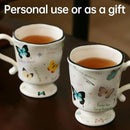 360ml -12.17oz Painted Butterfly Ceramic Mug - Cute Coffee Cup for Latte, Espresso - Gift for Women, Dishwasher Safe by CozyNest Decor