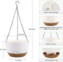 8.3 Inch Hanging Planter, 3 Pack Hanging Plastic Plant Self Watering Pot with Drainage Holes and Saucers, Hanging Baskets Flower Pots for Indoor Outdoor Garden Plants and Flowers-White by GreenHaven Gardens
