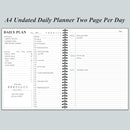 Daily Planner Undated - A4 To Do List Notebook Hourly Schedules, Spiral Appointment Planner for Women and Men,PVC Hardcover, Inner Pocket, Elastic Closure, 8.5" x 11", Grey by TinyTreasures Baby Boutique