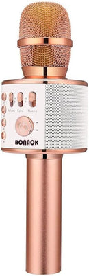 BONAOK Wireless Bluetooth Karaoke Microphone,3-in-1 Portable Handheld Karaoke Mic Speaker Machine Home Party Birthday for All Smartphones PC(Q37 Rose Gold) by TinyTreasures Baby Boutique