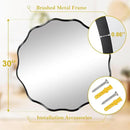 Fabuady Black Round Wavy Edge Mirror - 30'' Circle Wall Mirror with Metal Frame, Decorative Hanging/Leaning Mirror for Bathroom, Bedroom, Living Room, Hallway, Entryway, Office, Home Decor by CozyNest Decor