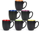 16 OZ Stoneware Coffee Mug Set of 6, Black Ceramic Mug with Different Color Inside, Colorful Porcelain Mug with Handle for Latte Espresso Cappuccino by CozyNest Decor