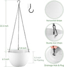 Hanging Planters for Indoor Outdoor Plants, Set of 2 Self Watering Hanging Pots with Drainage Hole & Plug and 20" Chain & Hooks by GreenHaven Gardens