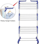 Bigzzia Clothes Drying Rack, Folding Stainless Steel Drying Rack Clothing Indoor Outdoor, Space-Saving, 4 Tier Laundry Drying Rack with Two Side Wings Grey Blue by CozyNest Decor