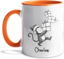 Personalized Monkey Accent Coffee Mug Gift For Dad Mom Daughter Son, Monkey Ceramic Coffee Cup 11Oz 15Oz, Customized Name Monkeys Teacup Gift For Birthday Christmas, Monkeys Lover White Travel Mug by TinyTreasures Baby Boutique