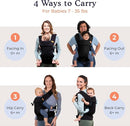 Beco Gemini Baby Carrier from Newborn to Toddler - Certified Ergonomic Newborn Baby Carrier for Infants and Children of 7-35 lbs - M Shape, Adjustable Seat, 100% Cotton (Metro Black) by TinyTreasures Baby Boutique