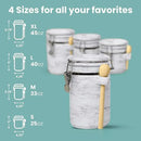 Home Intuition 4-Piece Ceramic Kitchen Canisters Set, Airtight Containers with Wooden Spoons Reusable Chalk Labels and Marker for Sugar, Coffee, Flour, Tea (White Marble) by CozyNest Decor