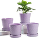 EFISPSS Flower Planter –5 inch Ceramic Plant Pots with Drainage Holes and Ceramic Tray - Gardening Home Desktop Office Windowsill Decoration Gift Set of 4 - Purple by GreenHaven Gardens