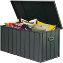 Domi Outdoor Storage Deck Box 120 Gallon, Waterproof Lockable Steel Outdoor Storage Container for Outside Cushions, Garden Tools and Pools Equipment, Gray by GreenHaven Gardens