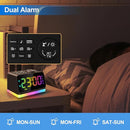 JALL Digital Alarm Clock with FM Radio for Bedroom, 8 Colors Night Light with Charging Port, Sleep Sound Machines with Timer, Dual Alarm (Black with RGB Font) by TinyTreasures Baby Boutique