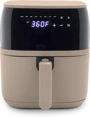 GreenLife Compact Electric Air Fryer Oven, 5.3 QT, PFAS-Free Ceramic Nonstick Drawer, 8 One Touch Digital Display, Easy View Window, Auto Shut-Off Timer, Dishwasher Safe Parts, 1500 Watts, Taupe by CozyNest Decor