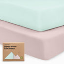 KeaBabies 2-Pack Organic Crib Sheets for Boys, Girls - 52x28 Fitted Crib Mattress Sheet Neutral, Breathable Jersey Cotton Cover for Baby Bed, Toddler Mattress, Soft & Cute Prints (Pastel) by TinyTreasures Baby Boutique