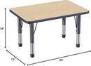 Factory Direct Partners FDP Rectangle Activity School and Classroom Kids Table (24 x 36 inch), Chunky Toddler Leg, Adjustable Height 15-24 inches - Maple Top and Navy Edge by CozyNest Decor