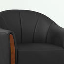 360° Swivel Accent Chair, Modern Leather Barrel Club Chair with PU Leather Upholstery and Sturdy Wood Base, Comfortable Armchair for Living Room, Bedroom, Reading Nook, Black by CozyNest Decor