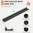 Heimlove Picture Ledge Shelf, Floating Shelves Set of 2, 48 Inches Picture Shelf for Wall with Ledge, Kids Bookshelf Wall Mounted for Living Room Bedroom Decor Books Photo Frames, Black by CozyNest Decor