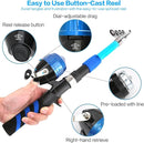 Collapsible Telescopic Fishing Rod and Reel Combo Push Button Small Fishing Pole Kit Beginner Youth Boys Fishing Starter Set Tackle by TinyTreasures Baby Boutique