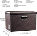 PRANDOM Foldable Storage Bins with Lids [5-Pack] Leather Fabric Collapsible Storage Boxes Organizer Containers Baskets Cube with Cover for Bedroom Closet Office Nursery Brown (14.9x10.8x10) by TinyTreasures Baby Boutique