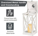 Glitzhome Mondern Farmhouse Wooden Lantern Hanging Decorative Candle Lantern for Outdoor & Indoor Wash White Set of 2 (No Glass) by CozyNest Decor