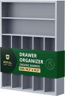 ROYAL CRAFT WOOD Luxury Bamboo Kitchen Drawer Organizer - Silverware Organizer - Utensil Holder and Cutlery Tray with Grooved Drawer Dividers for Flatware and Kitchen Utensils (7 Slot, Gray) by CozyNest Decor