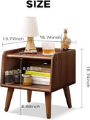Small Bedside Table - 100% Solid Oak Wood Nightstand with Open Design - Small Side End Table for Bedroom Living Room, Easy Assembly (Walnut Color) by CozyNest Decor