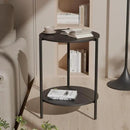 Side Table, Round End Table with 2-Layer Storage Rack, 15.7" Small Spaces Circle Table, Metal Frame Design Small Side Tables, for Living Room, Bedroom, Grey by CozyNest Decor
