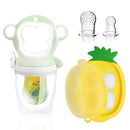 Baby Fruit Food Feeder - Silicone Nibble Tray Combo - Breastmilk Popsicle Mold for Cooling Relief, BPA Free Mesh Feeder for Infant Self Feeding (Monkey Mint + Pineapple) by TinyTreasures Baby Boutique