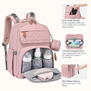 BabbleRoo Diaper Bag Backpack, Travel Backpack with Changing Pad, Pacifier Case & Stroller Straps, Multifunction, Waterproof, Unisex – Pink by TinyTreasures Baby Boutique