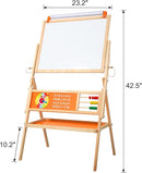 3-in-1 Wooden Easel for Kids, Toddle Double-Sided Easel with Magnetic Whiteboard and Painting Blackboard, 360° Rotatable, Paper-roll Holder, Storage Tray, and Stickers Included by TinyTreasures Baby Boutique